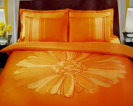 Orange dormitor, design interior, pardoseli, pereti, textile, accesorii, exemple de fotografii și video, toate