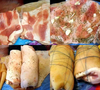 grăsime rola coaptă în piele de porc