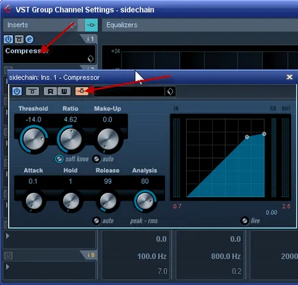 Aplicați efecte speciale lanț (catenă laterală), program secundar de compresie Cubase 5