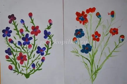 Desen pentru copii în etape cu fotografia „un buchet de flori salbatice de vară“