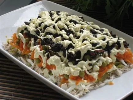 Salata Praga cu carne de pui si prune uscate se pregătească în mod corespunzător