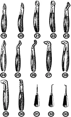 Instrumente pentru îndepărtarea dinților și a rădăcinilor - stomatologie, chirurgie pe creasta alveolară -