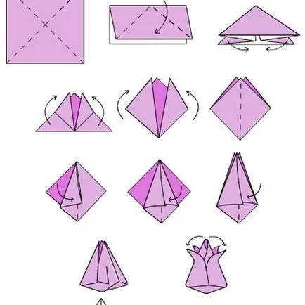 Hogyan készítsünk origami tulipán a kezüket, a master class