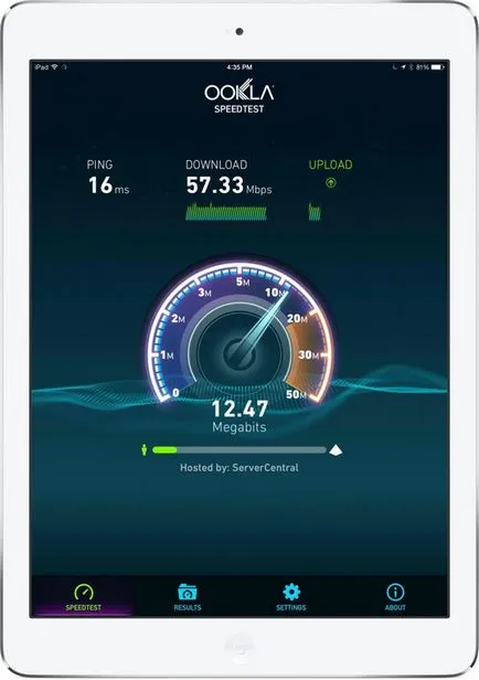 Популярно приложение за тестване на интернет скорост Speedtest оставено на IPAD, - новини от