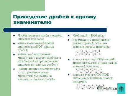 Prezentarea pe ceea ce știm despre fracții - obiectivul lecției din nou, rezuma și consolida cunoștințele