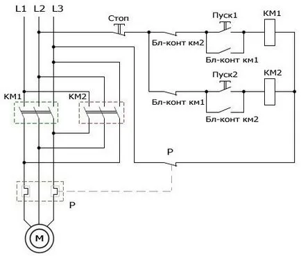 conexiune de circuit cu motor reversibil