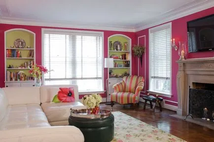 Pink хол и интериорен дизайн на помещението, в розови тонове