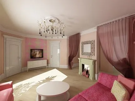 Pink nappali, lakberendezés, rózsaszín, színek, képek, design és otthoni javítások