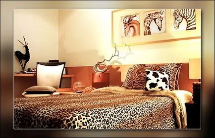 Спалня в африкански стил, интериорен дизайн, под, стени