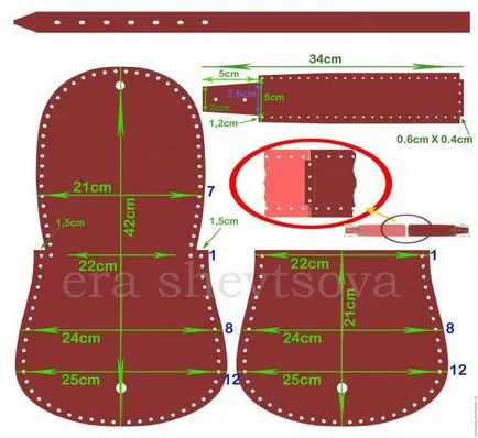 Sac de piele groasă, cu o curea fără utilizarea unei mașini de cusut