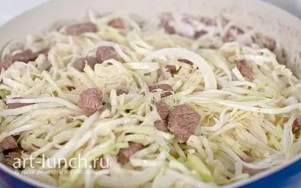 Párolt káposzta marhahús - lépésről lépésre recept fotók