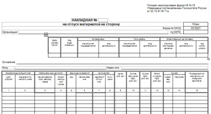 В единна форма номер М-15 - формата и пробата