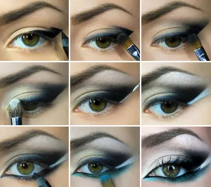 Ориенталски грим под цвета на очите със стъпка по стъпка снимки на кафяво, синьо, зелено и сиво