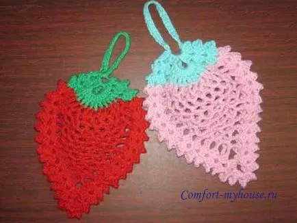 potholders crochet căpșuni, confortul și căldura din casa mea