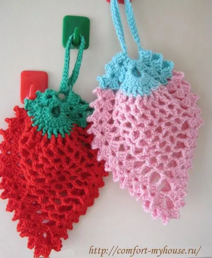 potholders crochet căpșuni, confortul și căldura din casa mea