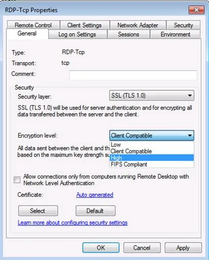 Védelme Remote Desktop Services Windows Server 2008 R2