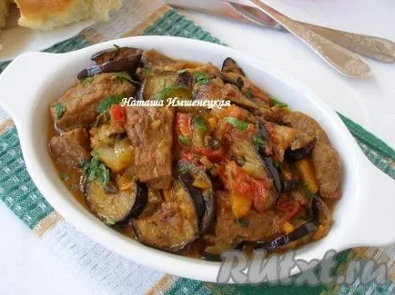 Padlizsán hús és zöldség - egy recept egy fotó