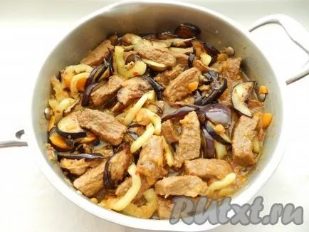 Padlizsán hús és zöldség - egy recept egy fotó