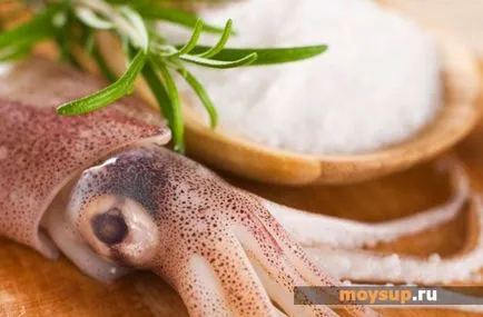 Őrülten finom saláta tintahal és gombák - lépésről lépésre recept fotók