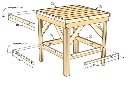 Дървена маса с ръцете си