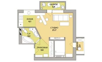 Design-ul cu doua dormitoare apartamente, opțiuni