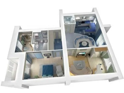 A design két hálószobás apartmanok, opciók