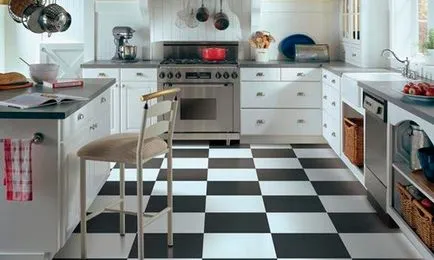 Hogyan válasszuk ki a padlólapok a konyha specifikációk, kialakítása, méretei (fotók és videó)