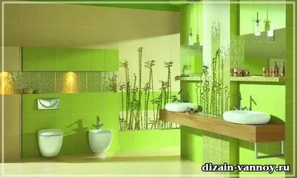 Plăci din faianță pentru baie, bambus, fotografie de design