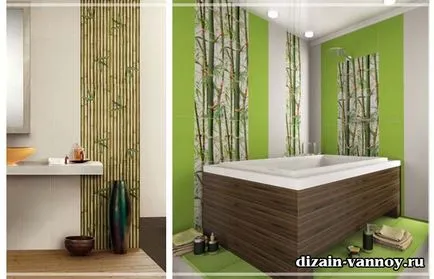 Plăci din faianță pentru baie, bambus, fotografie de design