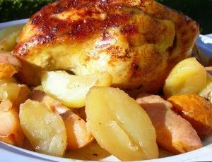 Пиле изпечен в Aerogrill с картофи с коричка