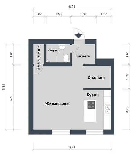 Apartament studio pentru samootdelku - finisaj standard,