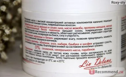 Hair Mask Liv Delano valeur regeneráló helyreállítani a sérült szerkezet -