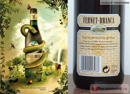 Tinctura Fernet Branca amar - «într-o sticlă - sângele de dragon“, recenzii ale clientilor