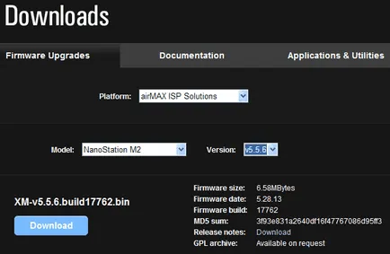 Actualizați firmware-ul în nanostation m serie