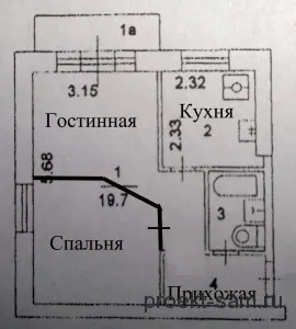 Разпределение студио - цялостни планове и чертежи с размери