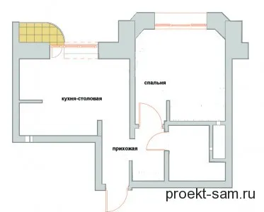 Разпределение студио - цялостни планове и чертежи с размери