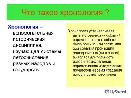Előadás a történelmi kronológia a célokat, célkitűzéseket és eszközöket kialakulásának történeti
