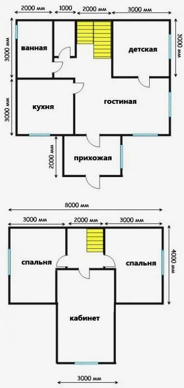 Проекти на къщи от пяна блокове с тавански 8х8, 9х9 и други размери