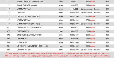 ecran netbook reparare, prețul de matrice în lista de prețuri, ați împărțit puternic, și cât de mult este de reparații