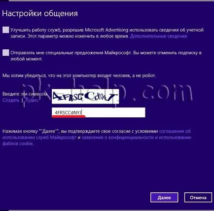 Regisztráció Microsoft-fiók a Windows 8