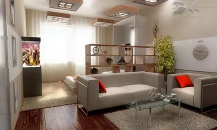 Ötletek kis lakások - tervezés hálószoba-nappali