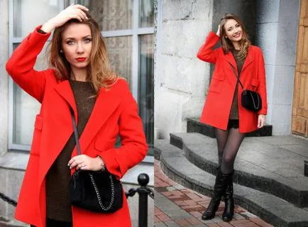 Abból, amit viselni vörös kabátban - ötletek fotók, ötletek, stylistok