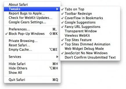 Rejtett beállítások Safari 4 béta, a blog Mac, iPhone, iPad és egyéb Apple-trükkök