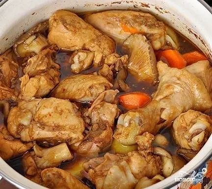 Üveg tészta csirkével és zöldségek - lépésről lépésre recept fotók