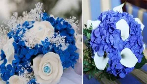Сватбен букет от бели синьо