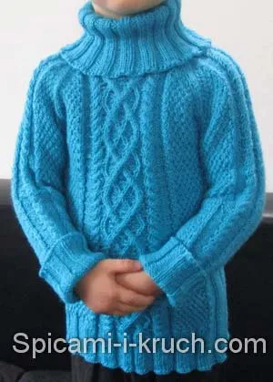 Пуловер за момче на 3 години, свързани с Реглан отгоре
