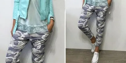 Camuflaj pantaloni femei - colecții de designer de accent elegant