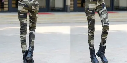 Camouflage nadrág nők - elegáns akcentussal designer gyűjtemények