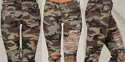 Camouflage nadrág nők - elegáns akcentussal designer gyűjtemények