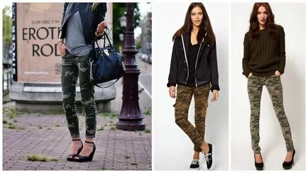 Camuflaj pantaloni femei - colecții de designer de accent elegant